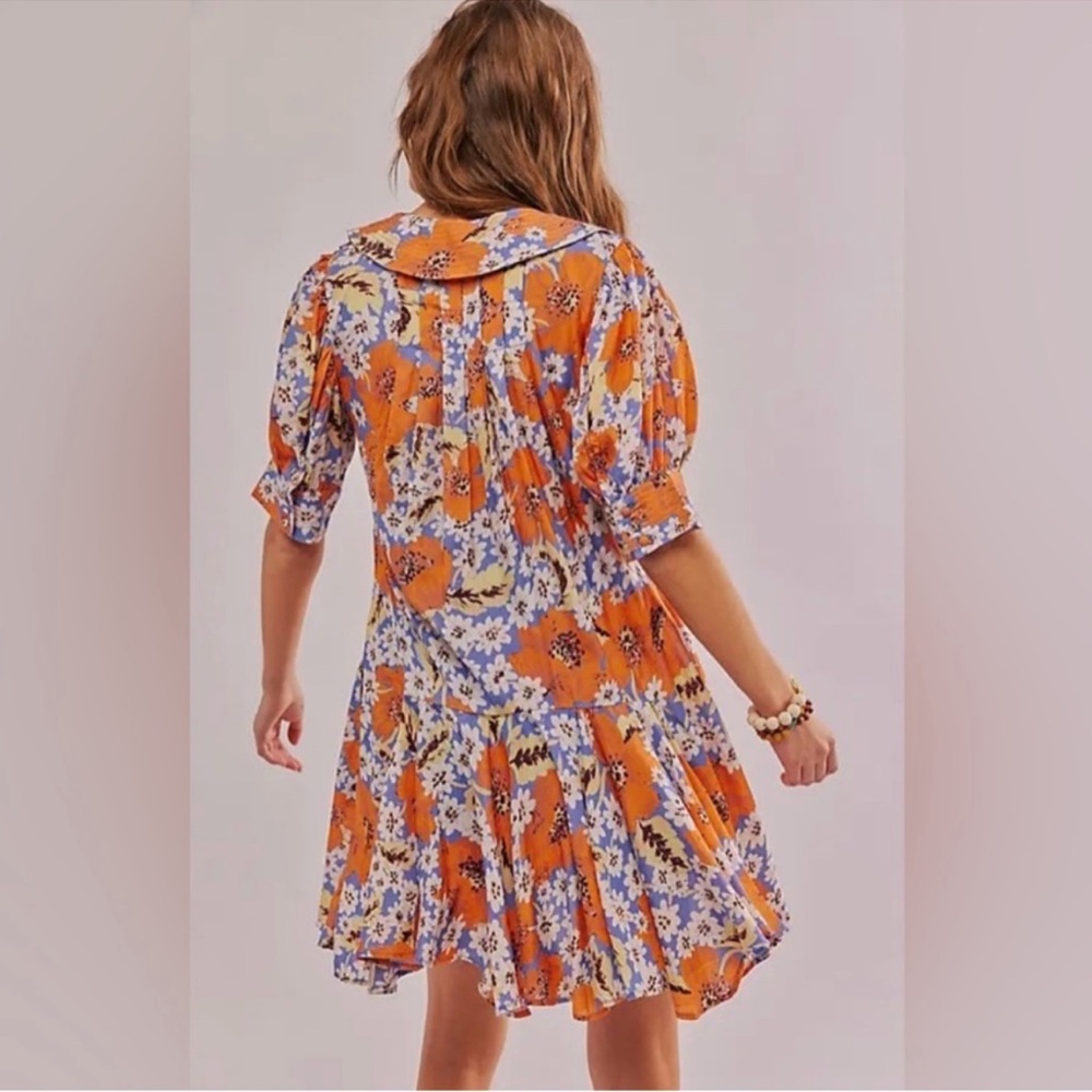 Free People Sugar Crush Floral Babydoll Mini Dress - Cobalt Combo Medium - Picture 3 of 8